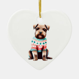 Border Terrier in Kersttrui Keramisch Ornament