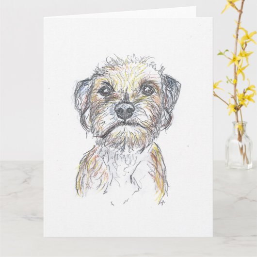 Border Terrier Kaart (Gele Bloem)