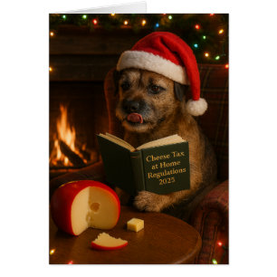Border Terrier 'Kaasbelasting' kerstkaart