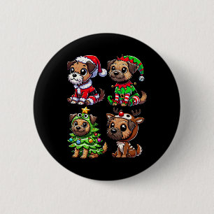 Border Terrier Kerstboom Santa Elf kostuum doen Ronde Button 5,7 Cm