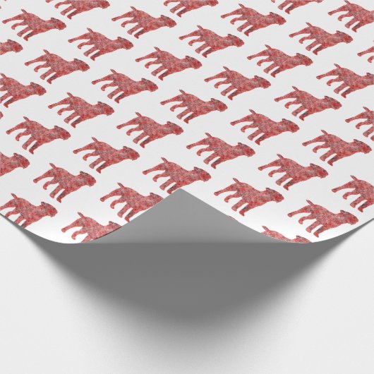 Border Terrier Kerstmis Hond Silhouet Wit Cadeaupapier (Hoek)