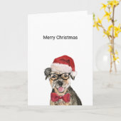 Border Terrier Kerstmis Kaart (Gele Bloem)