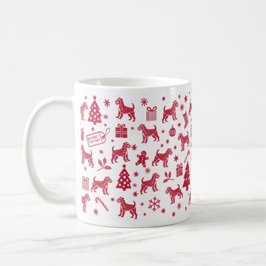 Border Terrier kerstontwerp Koffiemok (Links)