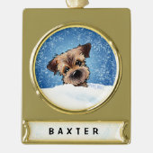 Border Terrier kerstversiering Verguld Banner Ornament (Voorkant)