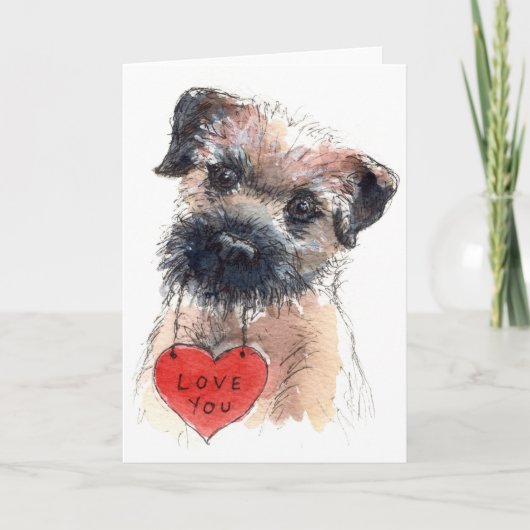Border Terrier Love Kaart (Voorkant)