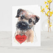 Border Terrier Love Kaart (Gele Bloem)