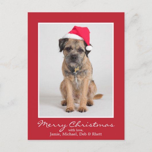 Border Terrier met een Santa Hat Feestdagenkaart (Voorkant)