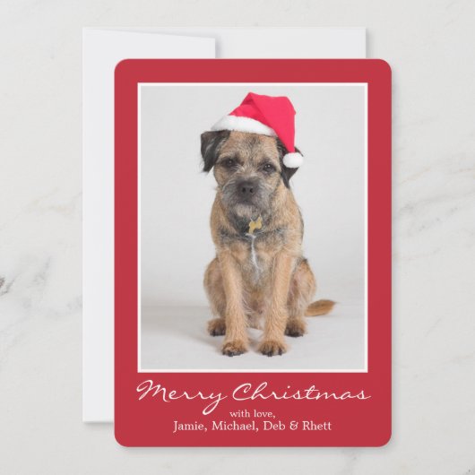 Border Terrier met een Santa Hat Feestdagenkaart (Voorkant)