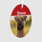Border Terrier met naam Foto Vakantie Kerstmis Ornament (voorkant)