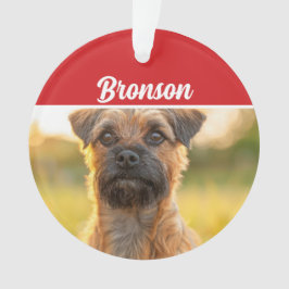 Border Terrier met naam Foto Vakantie Kerstmis Ornament
