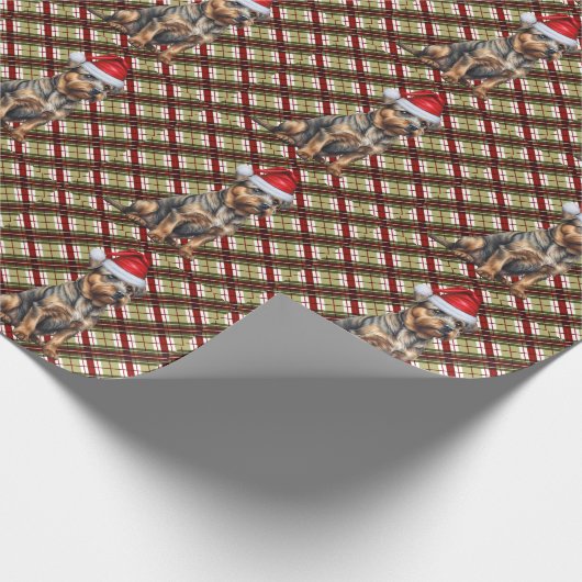 Border Terrier met rode en groene kerst Cadeaupapier (Hoek)