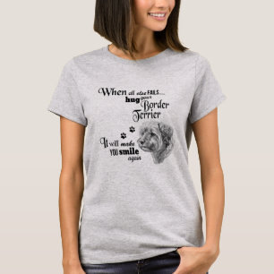 Border Terrier modern art schattig hondenras sloga T-shirt