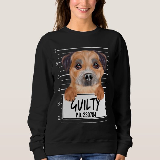 Border Terrier Mugshot Schuldig Hond Trui (Voorkant)