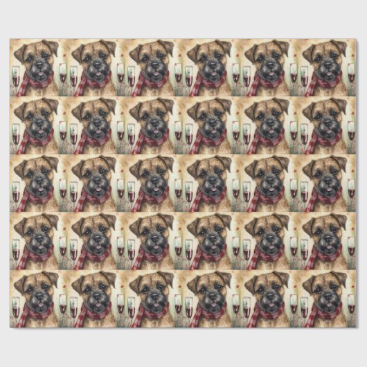 Border Terrier Nieuwjaar Cadeaupapier (Vlak)