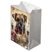 Border Terrier Nieuwjaar Medium Cadeauzakje (Voorkant Gekanteld)