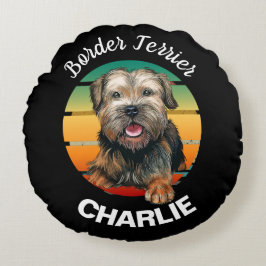 Border Terrier op maat gemaakte ronde kussen