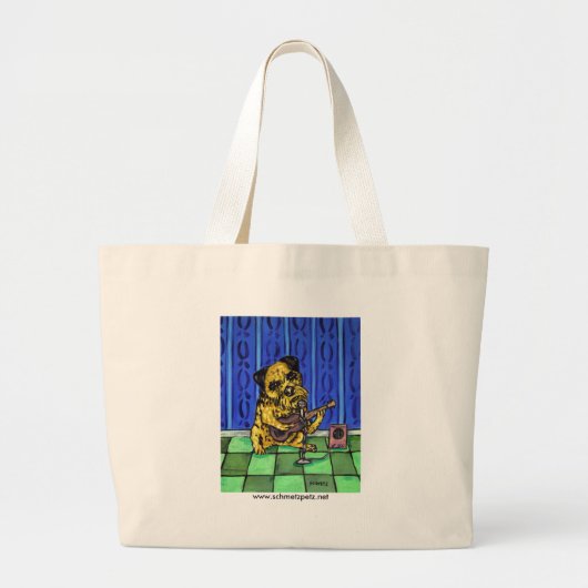 Border Terrier Palling Guitar Grote Tote Bag (Voorkant)