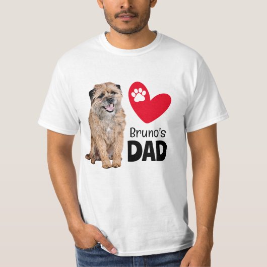 Border Terrier Personalized Dad T-Shirt (Voorkant)