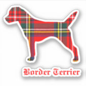 Border terrier plaid ras silhouet sticker (Voorkant)