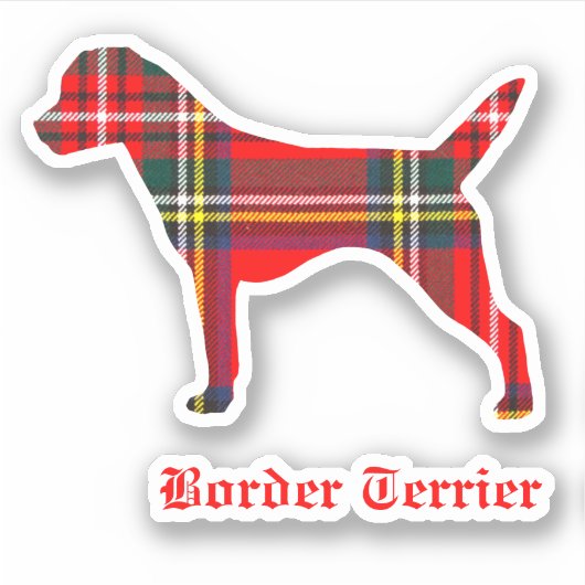 Border terrier plaid ras silhouet sticker (Voorkant)