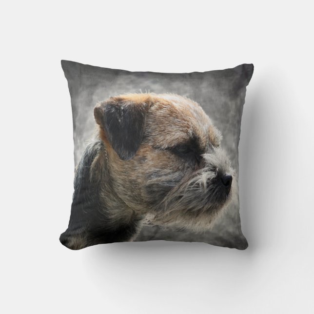 Border Terrier Polyester Sierkussen (Voorkant)