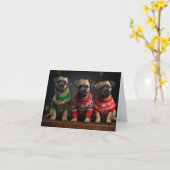 Border Terrier Puppies Kerst Kaart (Gele Bloem)