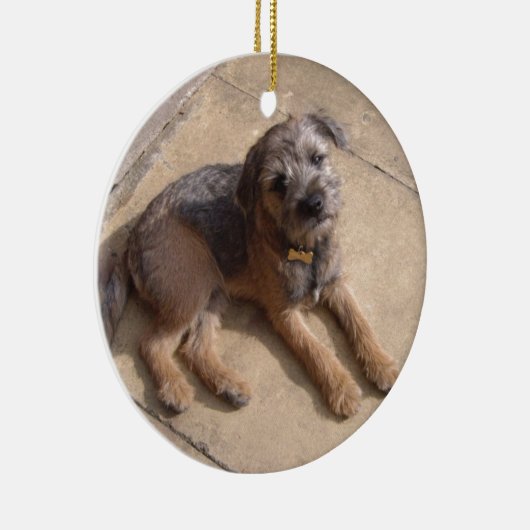 Border Terrier Puppy Keramisch Ornament (Rechts)
