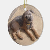 Border Terrier Puppy Keramisch Ornament (Links)