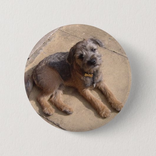 Border Terrier Puppy Ronde Button 5,7 Cm (Voorkant)