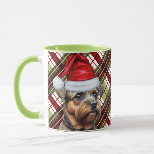 Border Terrier Red Green Holiday Plaid Kerstmis Mok (Links)