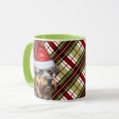 Border Terrier Red Green Holiday Plaid Kerstmis Mok (Voorkant links)