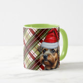 Border Terrier Red Green Holiday Plaid Kerstmis Mok (Voorkant rechts)