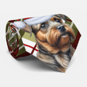 Border Terrier Red Green Plaid Vakantie Kerstmis Stropdas (Opgerold)