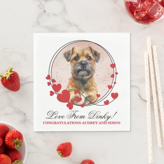 Border Terrier Rode Hart Frame Hond Foto Servet (Insitu)