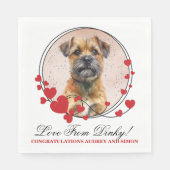 Border Terrier Rode Hart Frame Hond Foto Servet (Voorkant)