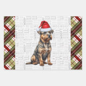 Border Terrier rood groen geplakt Kerstmis Inpakpapier Vel (Voorkant)