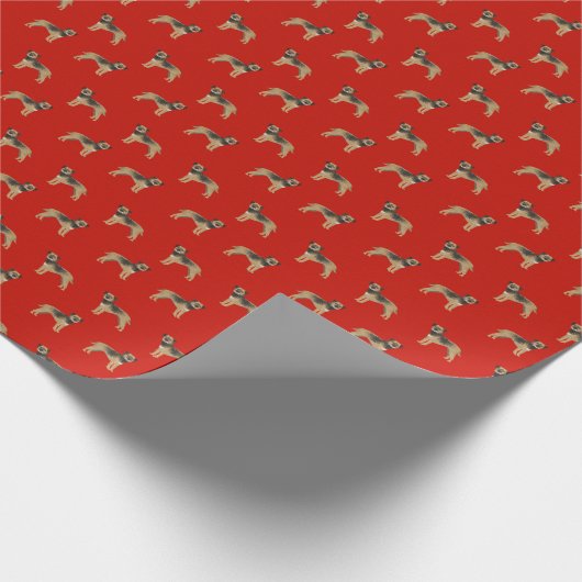 Border Terrier Santa Red Dog Cadeaupapier (Hoek)