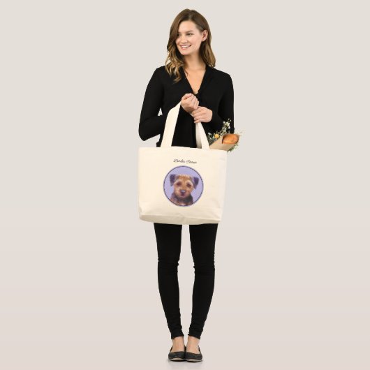 Border Terrier Schilderen Schattigee Originele Pet Grote Tote Bag (Voorkant (model))