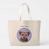 Border Terrier Schilderen Schattigee Originele Pet Grote Tote Bag (Achterkant)