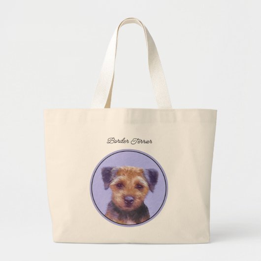 Border Terrier Schilderen Schattigee Originele Pet Grote Tote Bag (Voorkant)