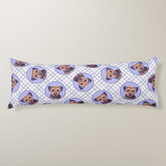 Border Terrier Schilderen Schattigee Originele Pet Lichaamskussen (Voorkant)