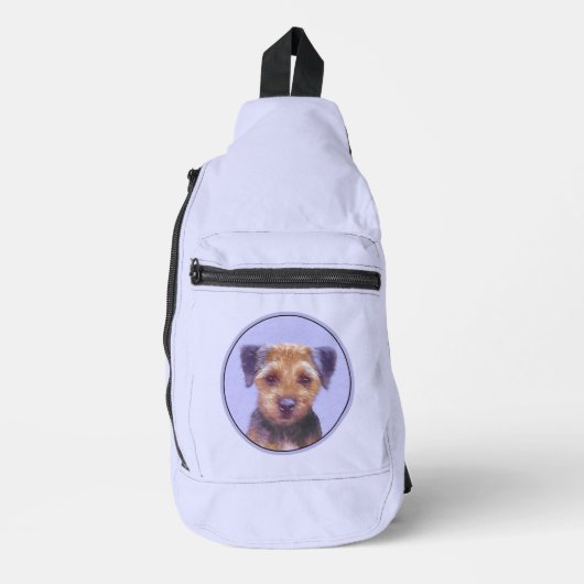 Border Terrier Schilderen Schattigee Originele Pet Sling Bag (Voorkant)