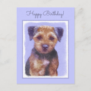 Border Terrier Schilderij - Mooie Originele Honden Briefkaart