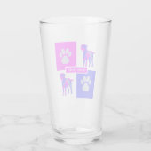 Border Terrier Silhouette Dog & Paw Pink & Blue Glas (Achterkant)