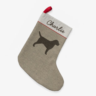 Border Terrier Silhouette Schattige Hondenliefhebb Kleine Kerstsok