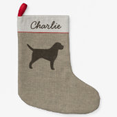 Border Terrier Silhouette Schattige Hondenliefhebb Kleine Kerstsok (Voorkant)