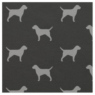 Border Terrier Silhouetten Grijs en Zwart Stof