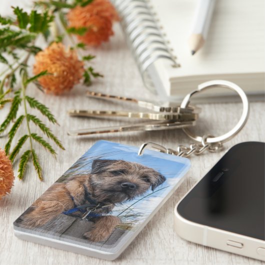 Border Terrier Sleutelhanger (Voorkant Rechts)