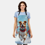 Border Terrier Snowball Fight Christmas Painting Schort (Gedragen)