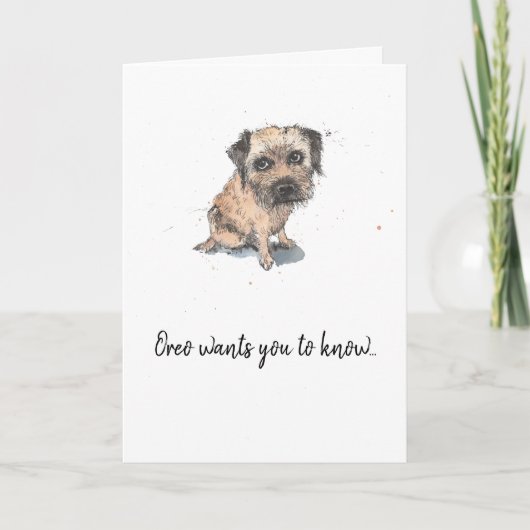 Border Terrier tekening, gepersonaliseerde Vaderda Kaart (Voorkant)